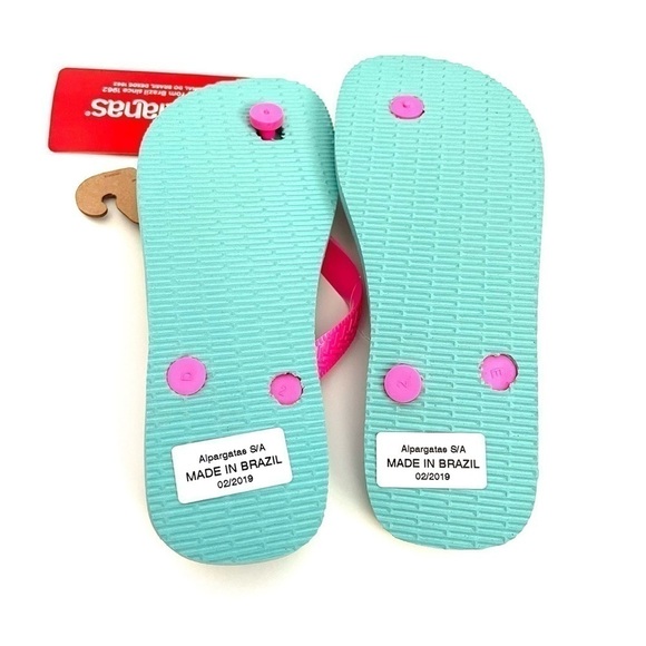 𝅺new Havaianas Ice Blue & Pink Unicorn Fantasy Flip Flop Big Kid 3-4 - Picture 3 of 3